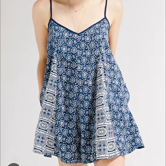 BOG Collective Print-Mix Waistless Romper Blue Size Xs - Picture 2 of 14